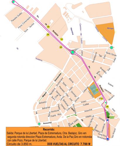RECORRIDO XIV CROSS POPULAR CIUDAD DE ALMENDRALEJO