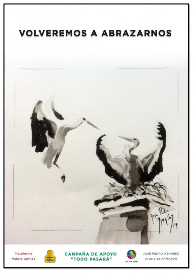 El Ayuntamiento coloca pancartas de Makers Covida con mensajes de ánimo