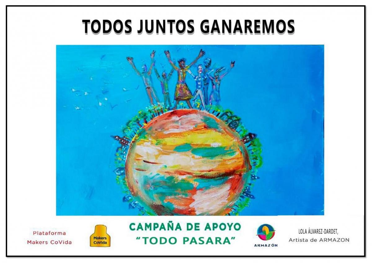 El Ayuntamiento coloca pancartas de Makers Covida con mensajes de ánimo