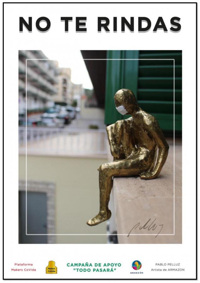 El Ayuntamiento coloca pancartas de Makers Covida con mensajes de ánimo