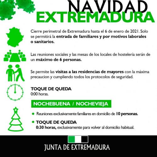 Medidas para Navidad en Extremadura