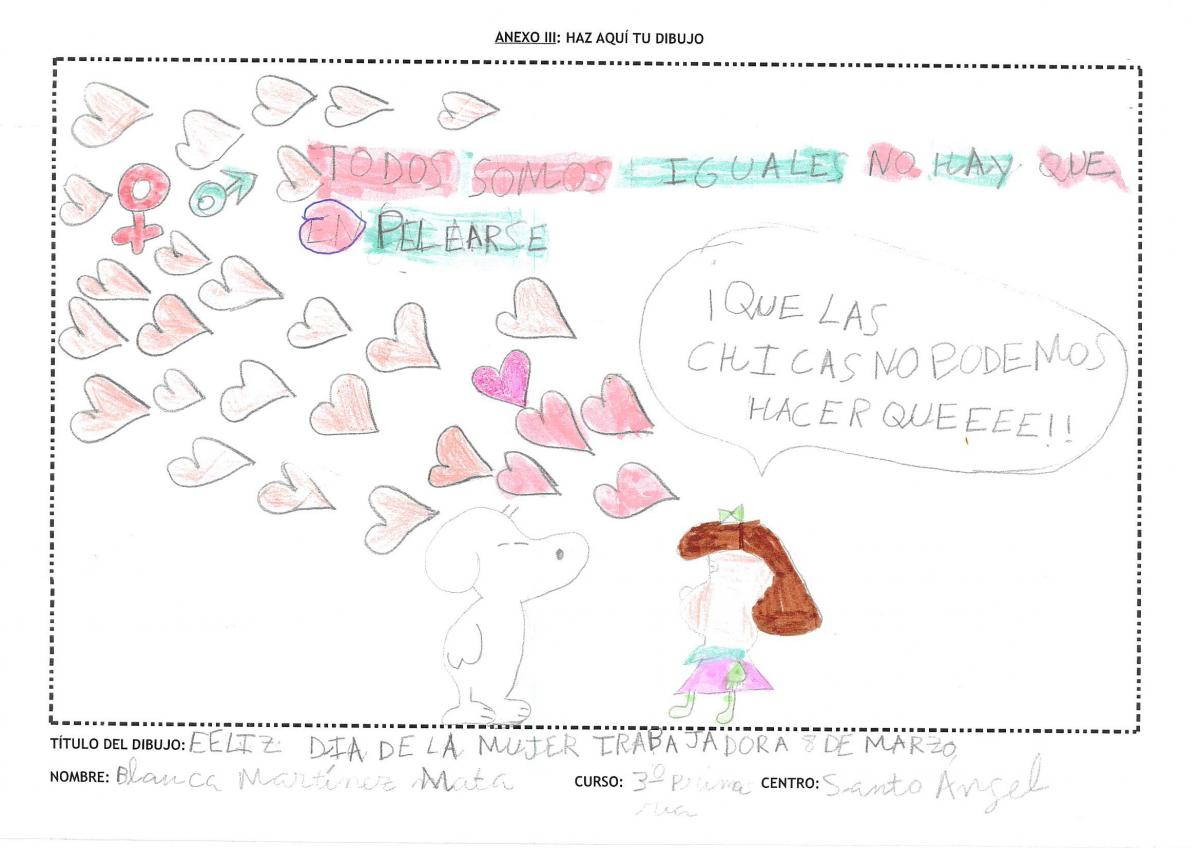 Candela Espinosa, del CEIP Montero de Espinosa, gana el concurso de dibujo del Día de la Mujer