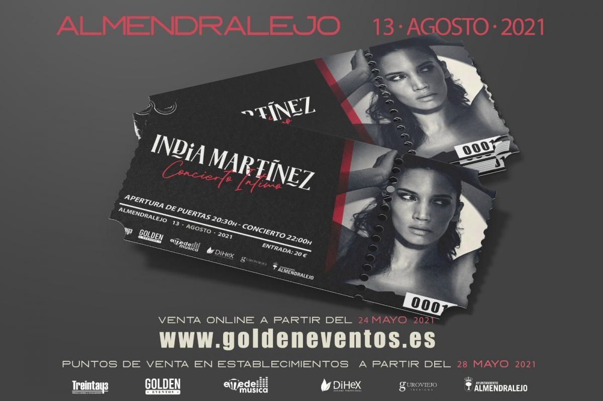 India Martínez actuará en la Plaza de Toros el 13 de agosto