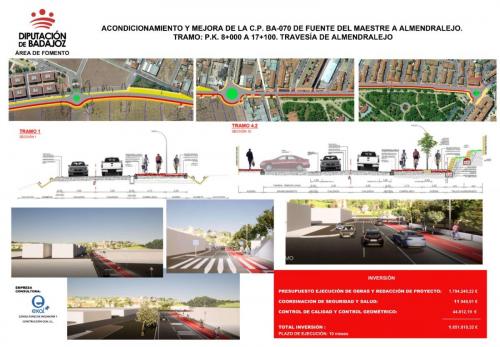 La Diputación de Badajoz ha licitado la obra de acondicionamiento y mejora de la travesía de la carretera de La Fuente