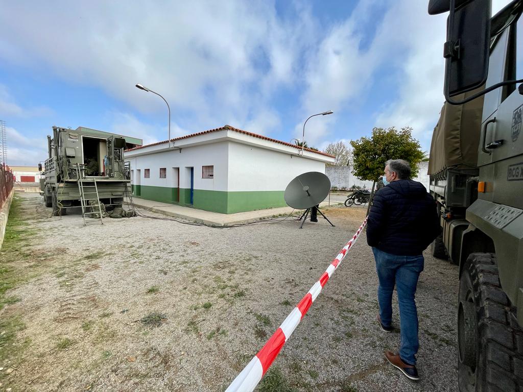 Militares del Batallón del Cuartel General XI en Bótoa realizan unos ejercicios tácticos de puestos de mando