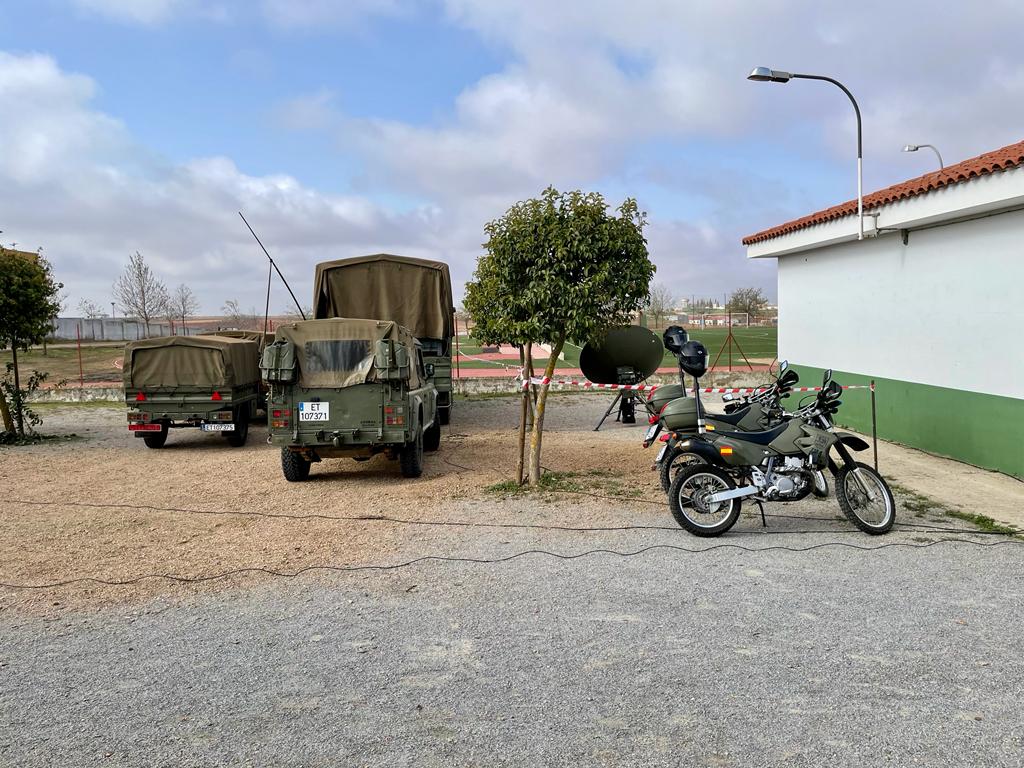 Militares del Batallón del Cuartel General XI en Bótoa realizan unos ejercicios tácticos de puestos de mando