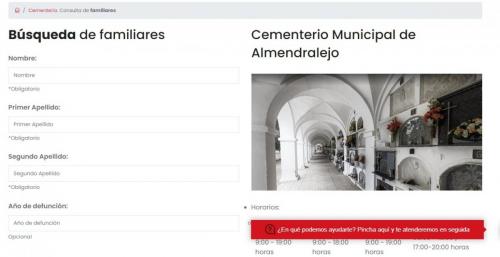 El Ayuntamiento habilita en la web el sistema informático de búsqueda de familiares en el cementerio