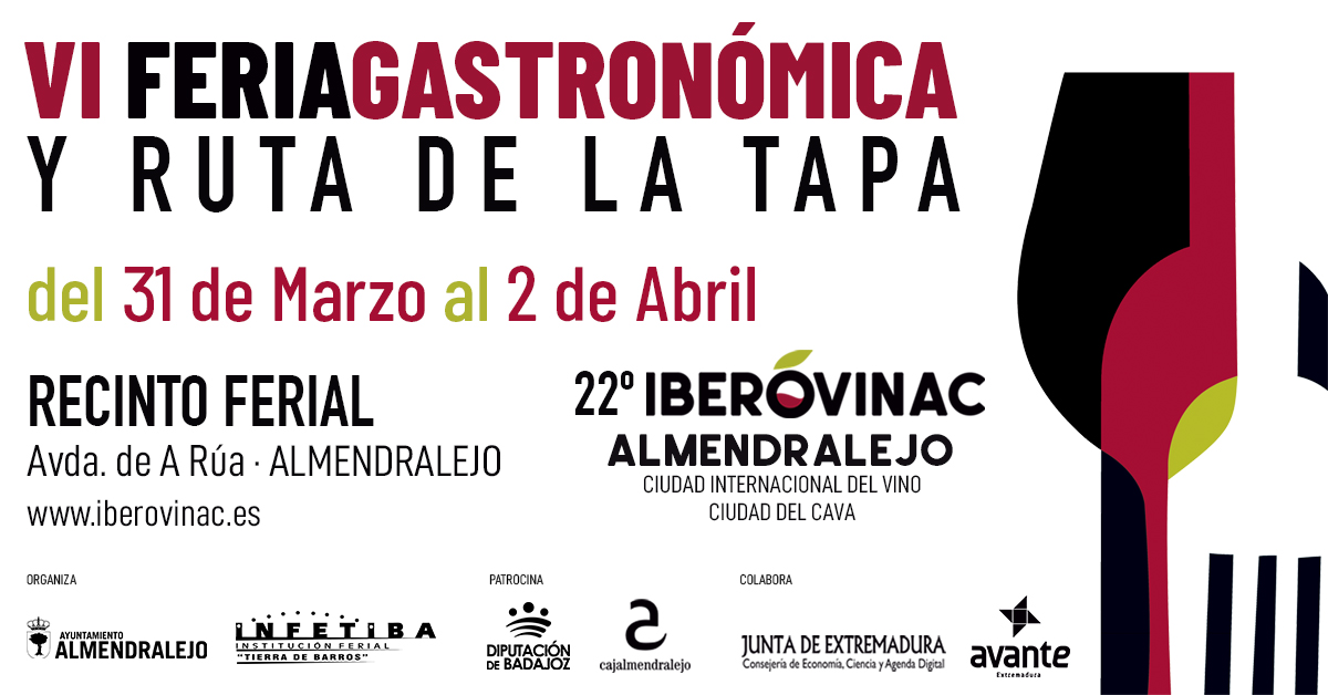 La VI Feria Gastronómica y Ruta de la Tapa regresa a Almendralejo del 31 de marzo al 1 de abril