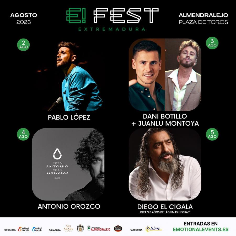 La primera edición del E! Fest Extremadura se celebrará en la Plaza de Toros del 2 al 5 de agosto