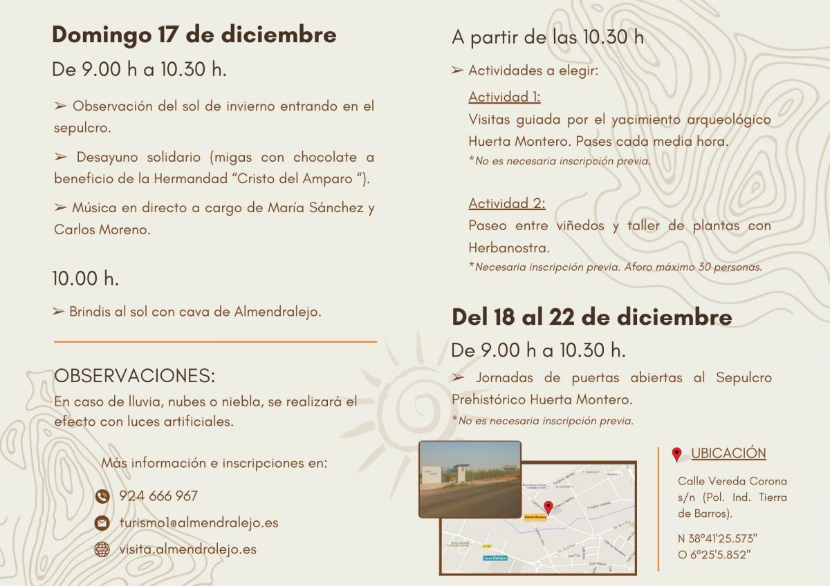 El solsticio de invierno se celebrará el domingo 17 de diciembre en Huerta Montero