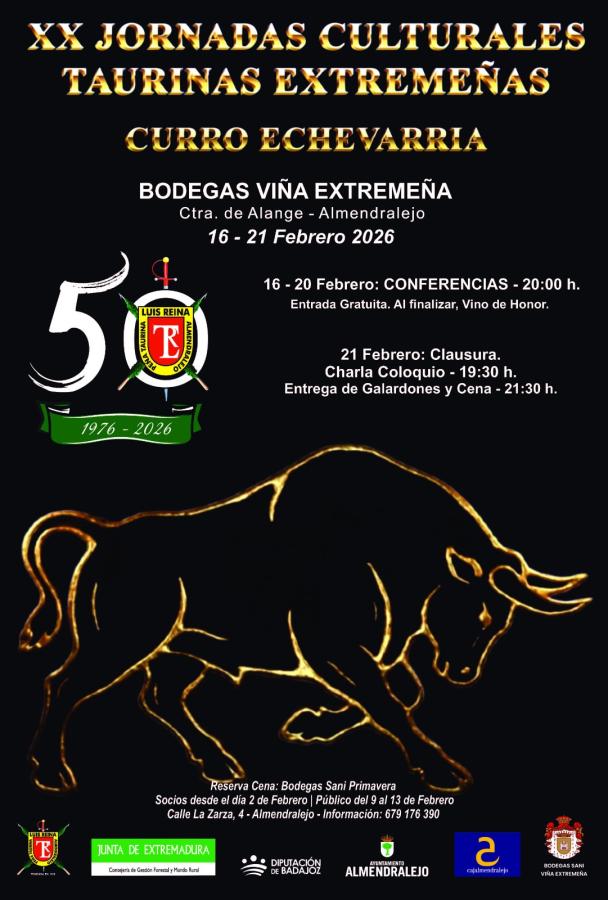Las Jornadas Culturales Taurinas se celebrarán del 16 al 21 de febrero en la Bodega Viña Extremeña