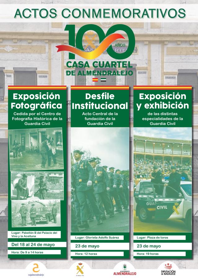 Almendralejo celebra el centenario de la Casa Cuartel de la Guardia Civil con un amplio programa de actividades institucionales, culturales y educativas