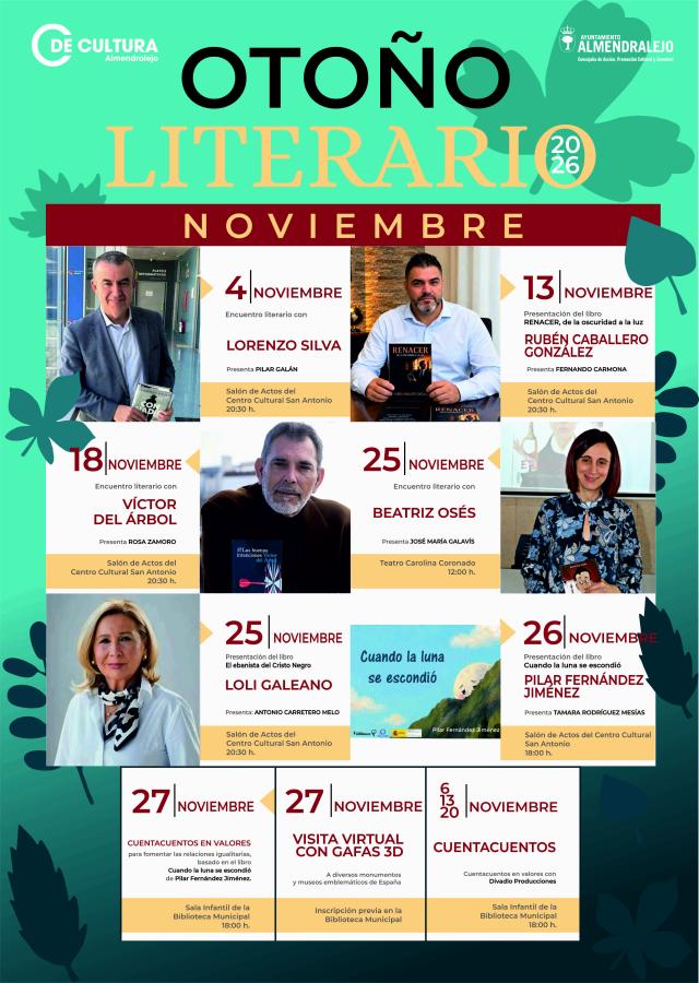 Isabel Ballesteros presenta la programación del Otoño Literario para el mes de noviembre, con autores de referencia y propuestas para todos los públicos